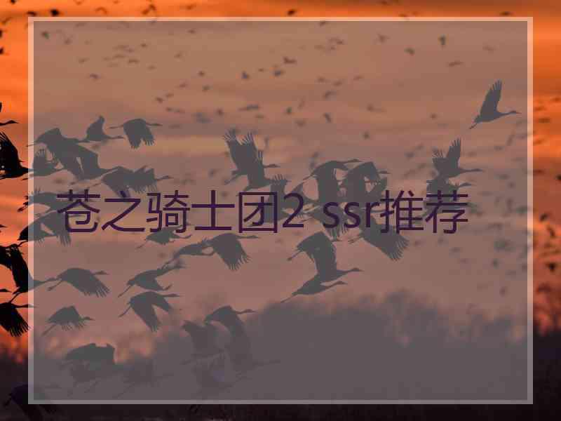 苍之骑士团2 ssr推荐
