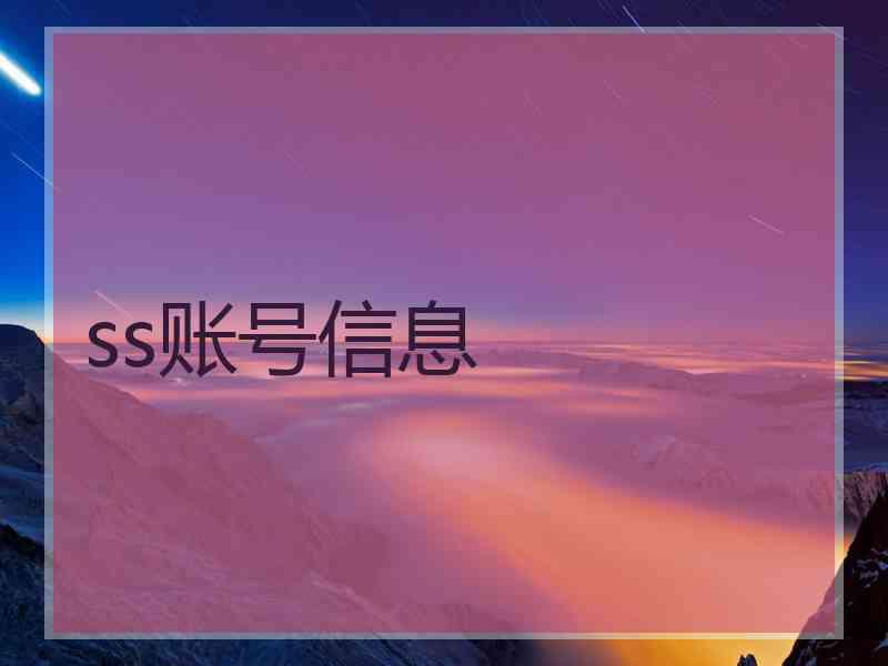 ss账号信息